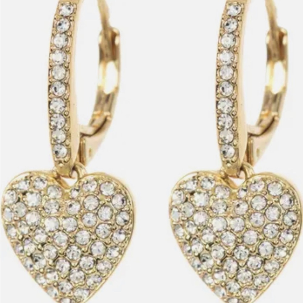 Pave CZ Heart Drop Lever-back Earrings